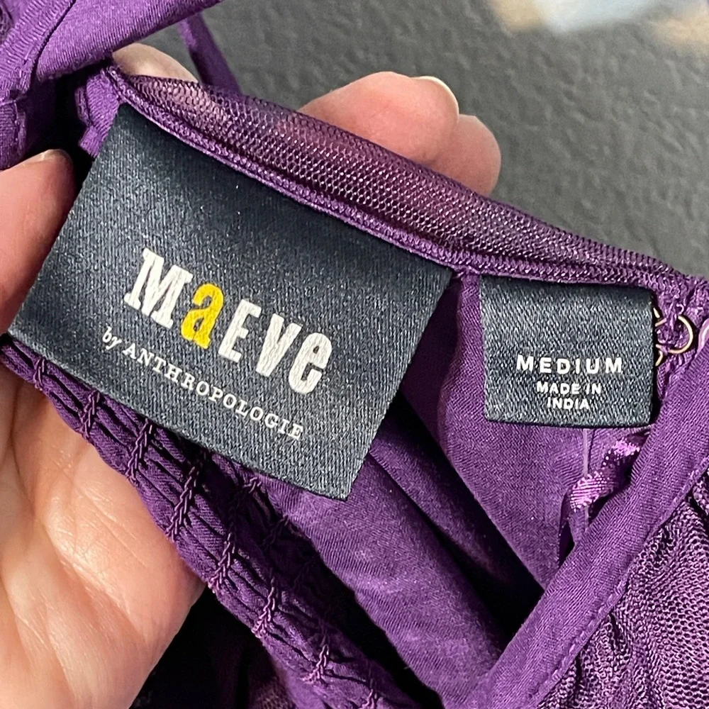 NWT Anthropologie Maeve Ruffled Tulle Mini Dress Purple Fairy Romantic Medium - Picture 5 of 10